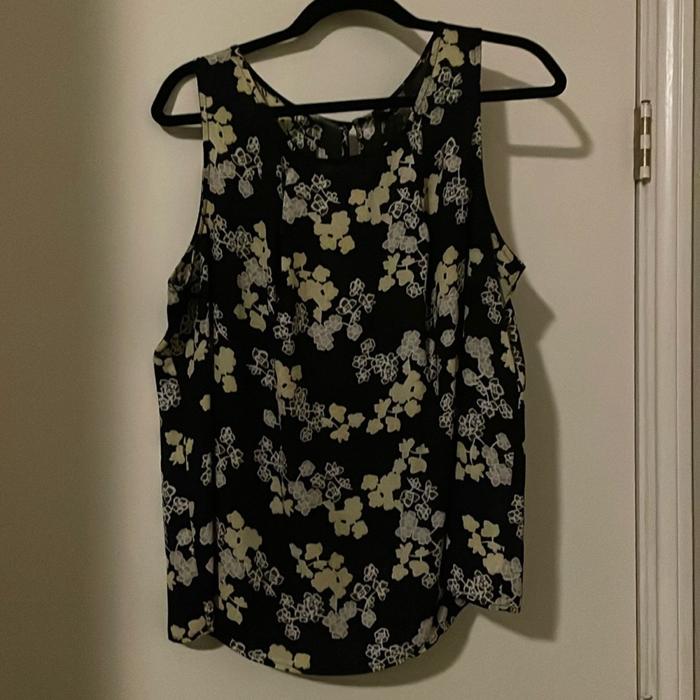 Nine West sleeveless blouse, yellow, gray and black size XL